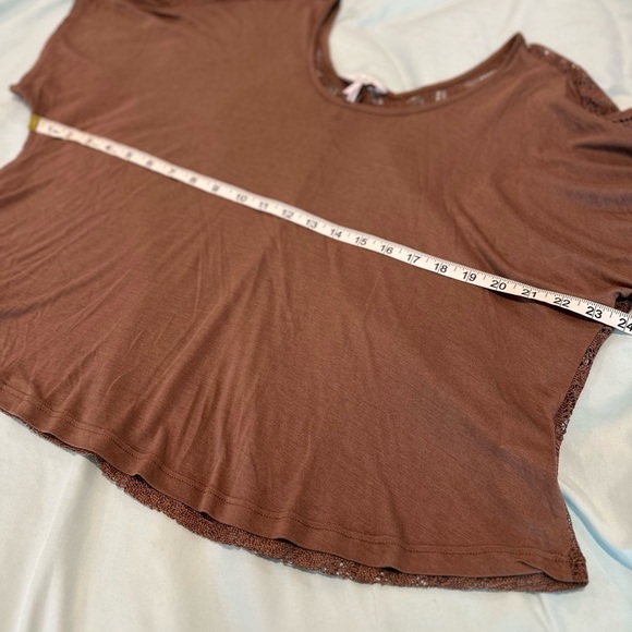 Women Kirra Sz: M Brown Loose Fit Lace Back Boxy Oversized Lightweight Flowy Top - Picture 3 of 16